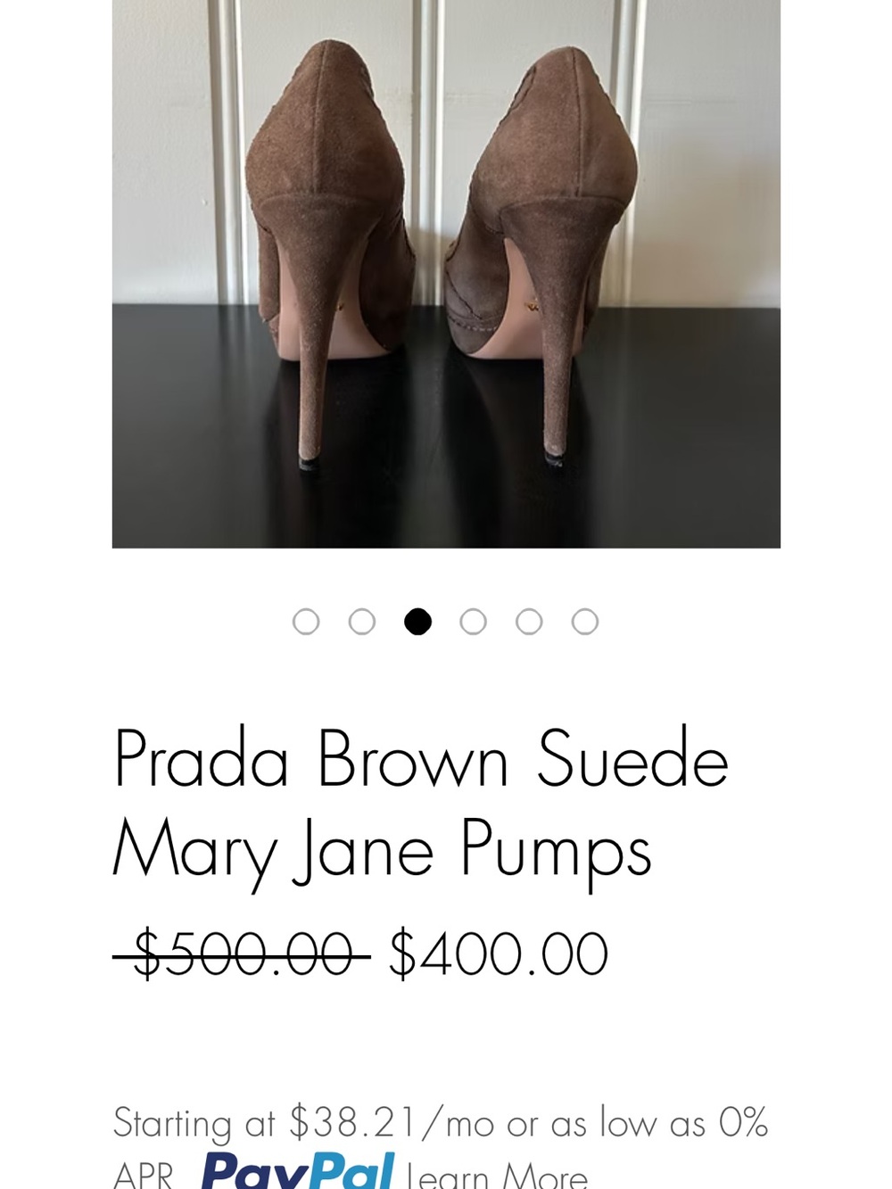 Prada Taupe Suede Mary Jane Platform Pumps size 8. Compare to other listing $400 - Picture 8 of 10